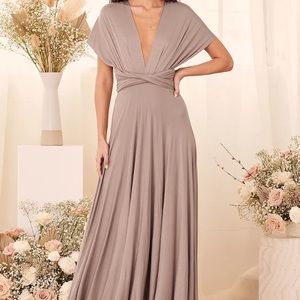 Lulu Tricks of the Trade Taupe Maxi Dress